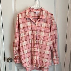 Old Navy Pink Plaid Button Up Shirt